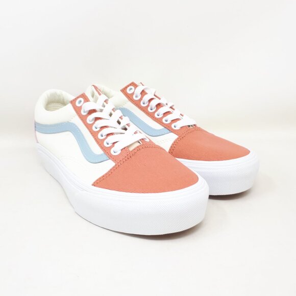 Vans Old Skool Platform Casual Shoe Sneaker Twill Pastel White Womens Size NEW - Picture 4 of 12